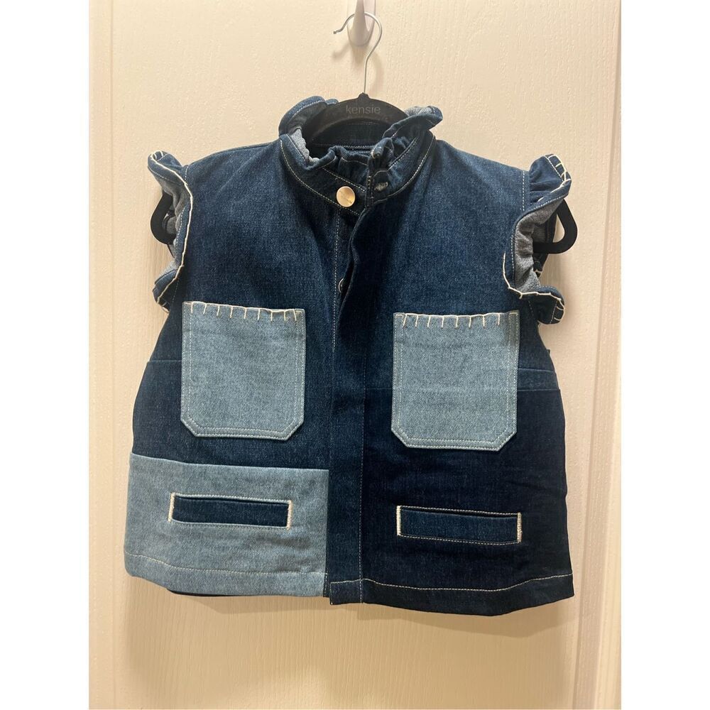 seventy + mochi Women’s Pablo Waistcoat Vest in Patched Blue Denim size 4 NWT - Picture 5 of 8